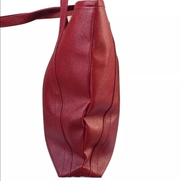 Fashion Tote Bag Red Wine Faux Leather - Picture 2 of 3